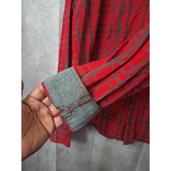 Marithe Francois Girbaud Button Up Shirt Mens XXXL Premium Plaid Grunge Y2K 90's - Picture 8 of 13